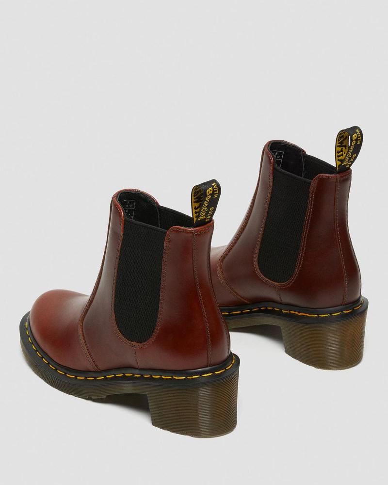 Women's Dr Martens Cadence Leather Heeled Chelsea Boots Brown | AU 122XYU